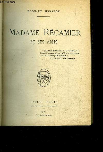 MADAME RECAMIER ET SES AMIS