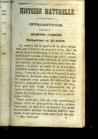 HISTOIRE NATURELLE