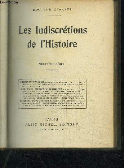 LES INDISCRETIONS DE L'HISTOIRE - 3eme srie