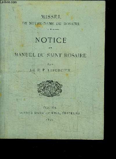 MISSEL N528 DE NOTRE-DAME DU ROSAIRE - NOTICE ET MANUEL DU SAINT ROSAIRE