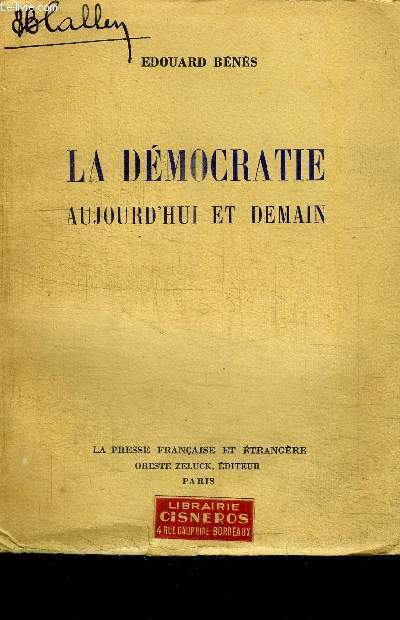 LA DEMOCRATIE AUJOURD'HUI ET DEMAIN