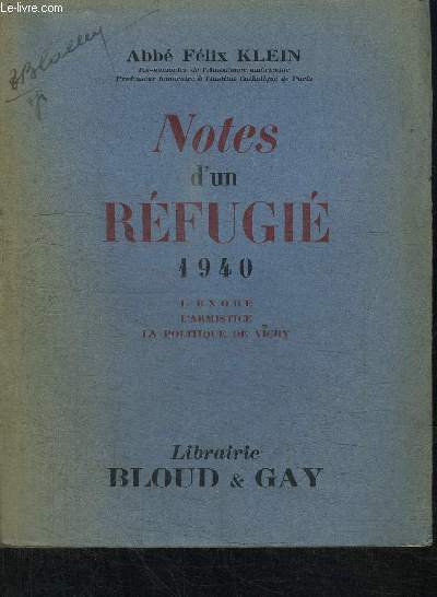 NOTES D'UN REFUGIE 1940