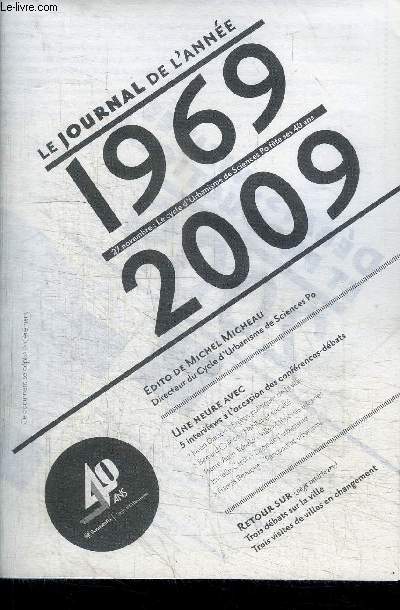 DEPLIANT / LE JOURNAL DE L'ANNEE 1969-2009 - PROGRAMME DU 27 NOVEMBRE 2009