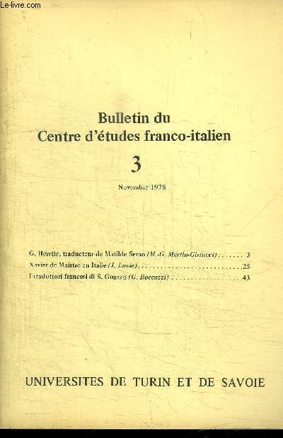 BULLETIN DU CENTRE D'ETUDES FRANCO-ITALIEN - 3 NOVEMBRE 1978
