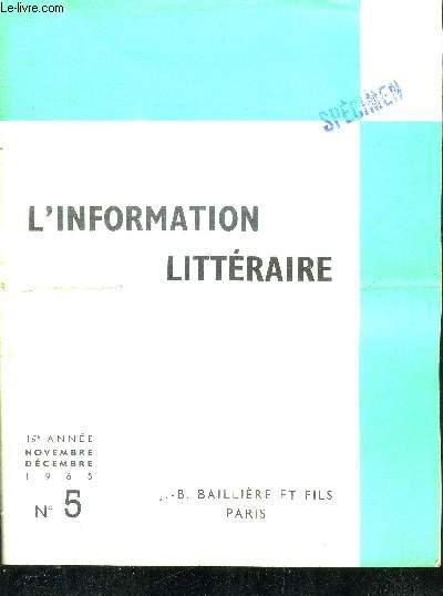 L'INFORMATION LITTERAIRE N5 - NOVEMBRE-DECEMBRE 1963