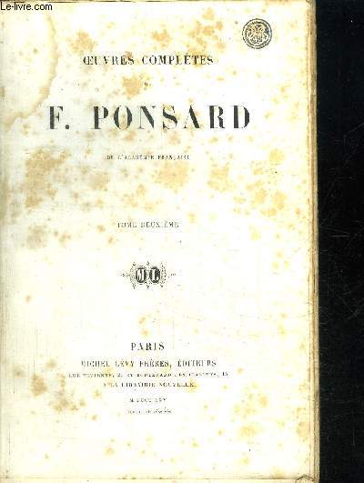 OEUVRES COMPLETES DE F. PONSARD - TOME 2 - ETUDES ANTIQUES