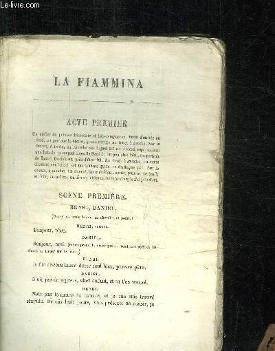 LA FIAMMINA - PIECE EN 4 ACTES - vendu en l'tat