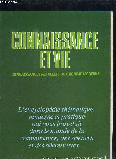 CONNAISSANCE ET VIE - CONAISSANCES ACTUELLES DE L'HOMME MODERNE / brochure d'information