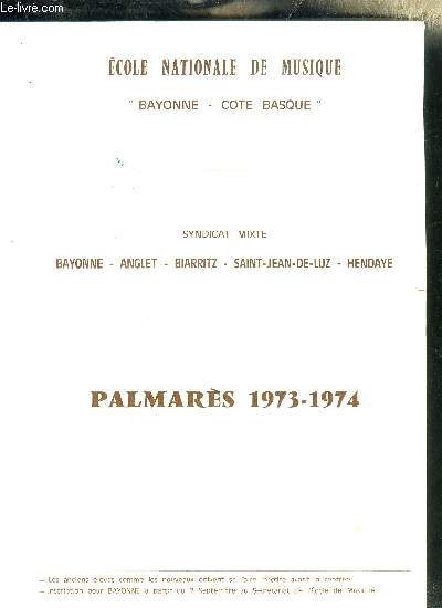 PALMARES 1973-1974 - SYNDICAT MIXTE - ECOLE NATIONALE DE MUSIQUE