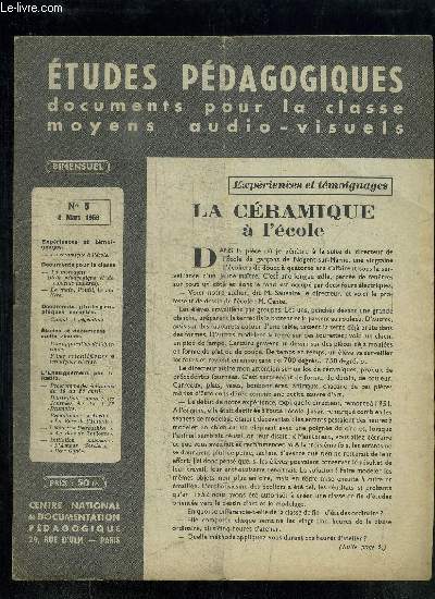 ETUDES PEDAGOGIQUES - DOCUMENTS POUR LA CLASSE MOYENNE AUDIO-VISUELS N5 - 8 MARS 1956