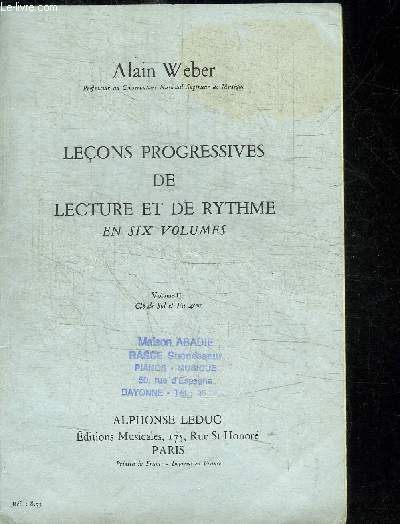 LECONS PROGRESSIVES DE LECTURES ET DE RYTHME - VOL. II CLE DE SOL ET FA 4e