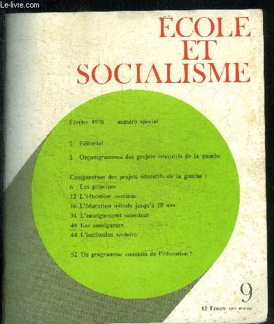 ECOLE ET SOCIALISME - FEVRIER 1978 - NUMERO SPECIAL 9