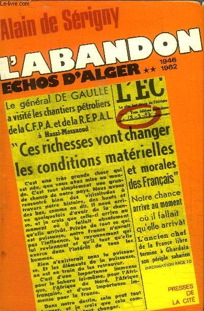 ECHOS D'ALGER TOME 2 L'ABANDON 1949-1962
