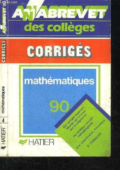 ANABREVET1990 - BREVET MATHEMATIQUES - corrigs