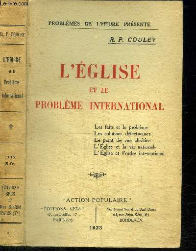 L'EGLISE ET LE PROBLEME INTERNATIONAL