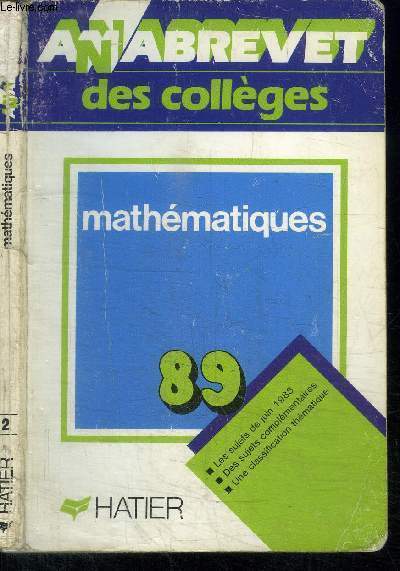 ANABREVET DES COLLEGES MATHEMATIQUES 89