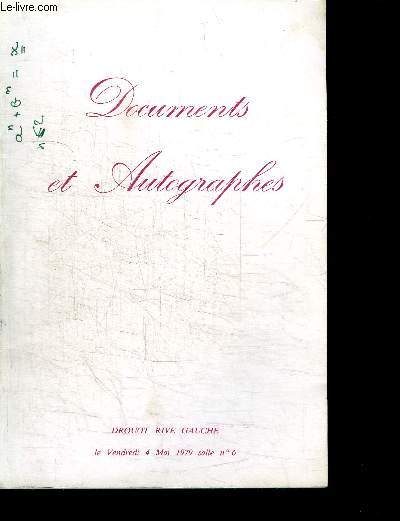 CATALOGUE DE VENTE AUX ENCHERES : DOCUMENTS ET AUTOGRAPHES - DROUOT RIVE GAUCHE - VENDREDI 4 MAI 1979 SALLE N6