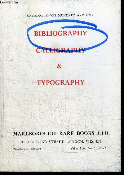 CATALOGUE DE VENTE AUX ENCHERES : BIBLIOGRAPHY CALLIGRAPHY & TYPOGRAPHY
