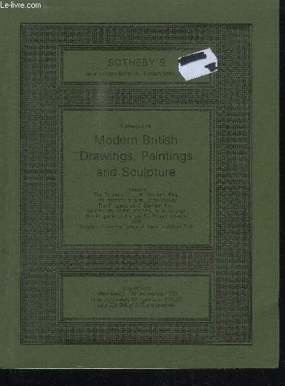 CATALOGUE DE VENTE AUX ENCHERES ; Catalogue of modern british drawings painting and sculpture - WEDNESDAY 19TH NOVEMBER 1980