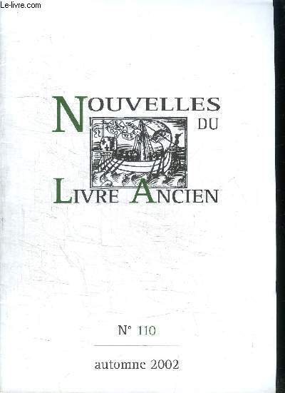 NOUVELLES DU LIVRE ANCIEN - N110 - AUTOMNE 2002