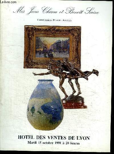 CATALOGUE DE VENTE AUX ENCHERES : TABLEAU VERRERIE 1900 IVOIRES ARGENTERIE OBJETS DE VITRINE D'ART ET D'AMEUBLEMENT MOBILIER TAPIS - HOTEL DES VENTES DE LYON - MARDI 15 OCTOBRE 1991