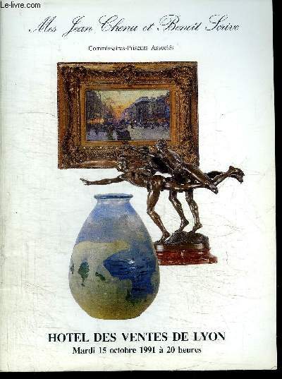 CATALOGUE DE VENTE AUX ENCHERES : TABLEAU VERRERIE 1900 IVOIRES ARGENTERIE OBJETS DE VITRINE D'ART ET D'AMEUBLEMENT MOBILIER TAPIS - MARDI 15 OCTOBRE 1991 - HOTE LDES VENTES DE LYON