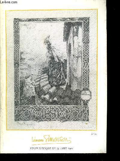 CATALOGUE DE VENTE AUX ENCHERES : Belles reliures livres illustres livres anciens editions originales beaux-arts curiose almanachs albums d'estampes (Pissarro-Spilliaert) - VENTE PUBLIQUE DU 23 AVRIL 1988 - GALERIE SIMONSON