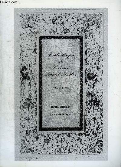 CATALOGUE DE VENTE AUX ENCHERES : BIBLIOTHEQUE DU COLONEL DANIEL SICKLES - LITTERATURE FRANCAISE DES XIXE ET XXE SIECLES - LIVRES MANUSCRITS- 10EME PARTIE - HOTEL DROUOT - 23 OCTOBRE 1991