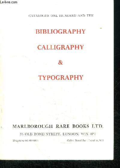 CATALOGUE DE VENTE : BIBLIOGRAPHY CALLIGRAPHY & TYPOGRAPHY - CATALOGUE 110
