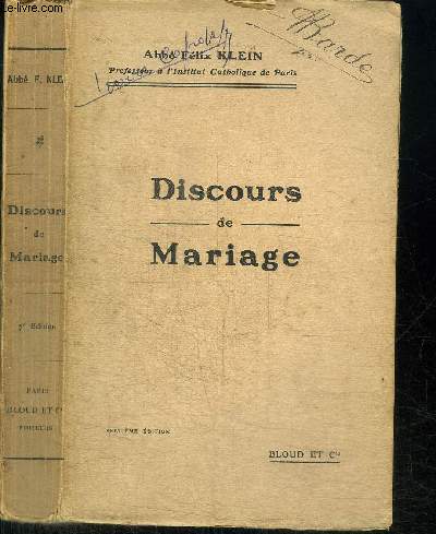 DISCOURS DE MARIAGE