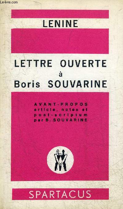 LETTRE OUVERTE A BORIS SOUVARINE.