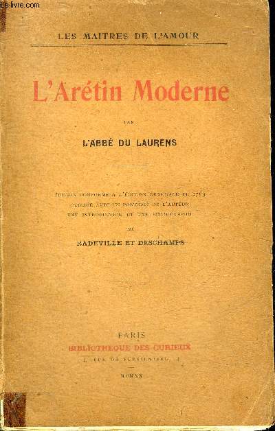 L'ARETIN MODERNE - COLLECTION LES MAITRES DE L'AMOUR.