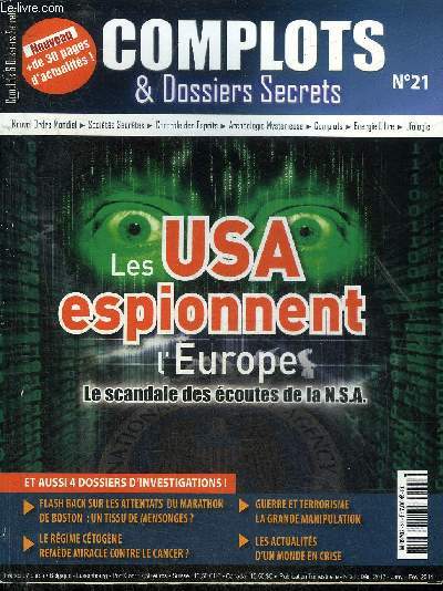 COMPLOTS & DOSSIERS SECRETS N21 DEC 2013 JANV FEV 2014 - Le nouveau terrain de jeu des Navy Seals l'Afrique - Israel les armes secrtes NBC - Syrie fabrication de mensonges chimiques - Piccinin persiste et signe! - pourquoi le Knya ? etc.