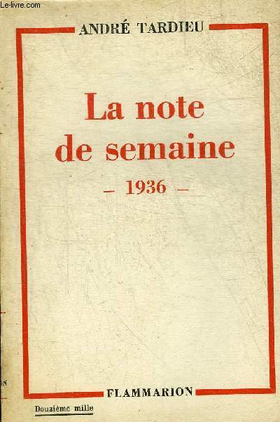 LA NOTE DE SEMAINE 1936.