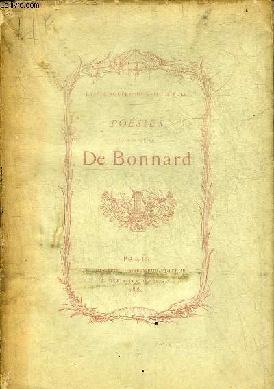 POESIES DIVERSES DU CHEVALIER DE BONNARD - COLLECTION PETITS POETES DU XVIIIE SIECLE.