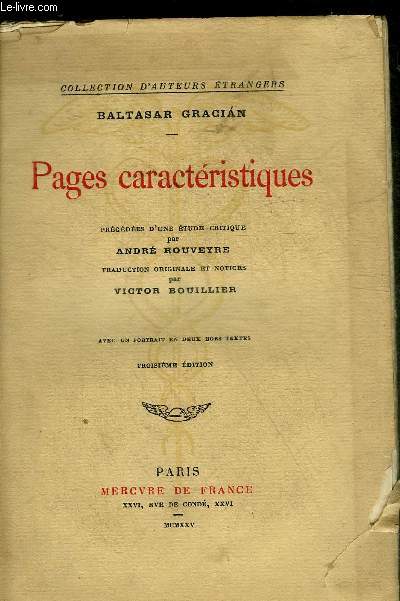 PAGES CARACTERISTIQUES - COLLECTION D'AUTEURS ETRANGERS.