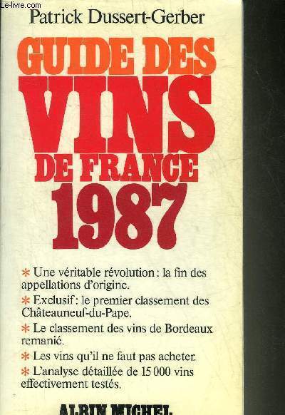 GUIDE DES VINS DE FRANCE 1987.