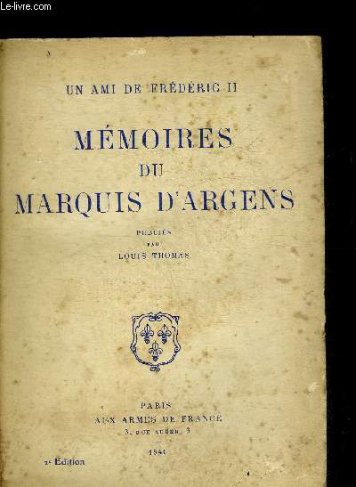 MEMOIRES DU MARQUIS D'ARGENS