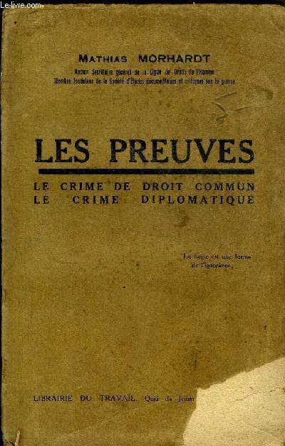 LES PREUVES LE CRIME DE DROIT COMMUN LE CRIME DIPLOMATIQUE.