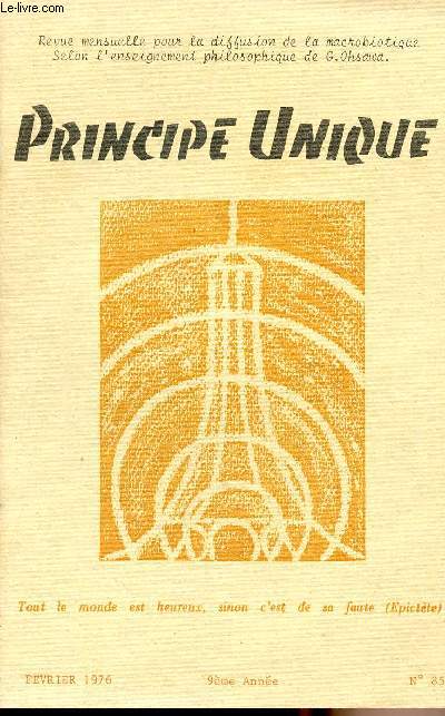 Principe Unique - 9me anne - n85 - fvrier 1976