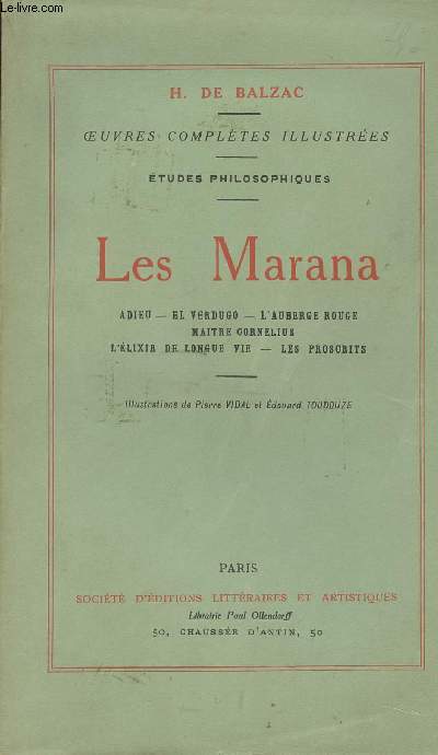 Les Marana - Adieu - El Verdugo - L'Auberge Rouge - Matre Cornelius - L'Elixir de longue vie - Les proscrits