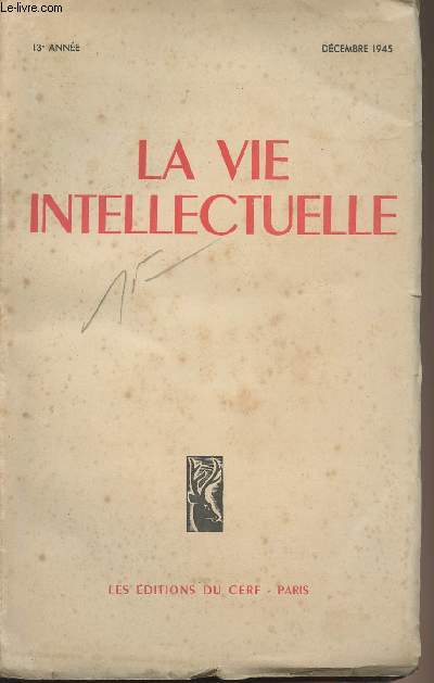 La vie intellectuelle - revue mensuelle n11 dcembre 1945