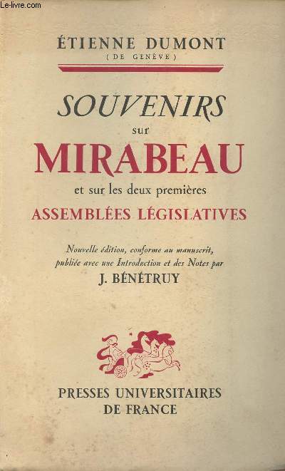 Souvenirs sur Mirabeau et sur les deux premires assembles lgislatives