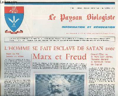 Le paysan Biologiste - n25 janv. fev. mars 1978 - L'homme se fait esclave de Satan avec Marx et Freud - L'influence lunaire - Le salissement des sols - Tenez compte de la lune