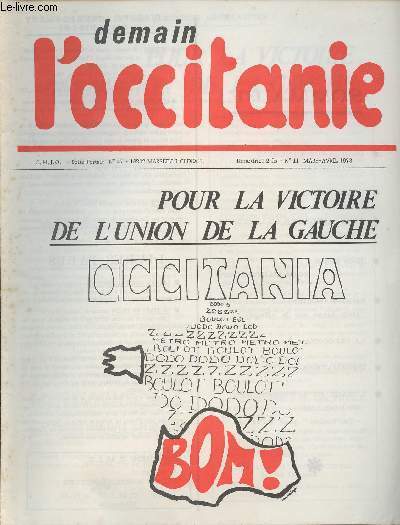 Demain l'Occitanie - N11 Mars-Avril 1973 - Pour la victoire de l'union de la gauche Occitania
