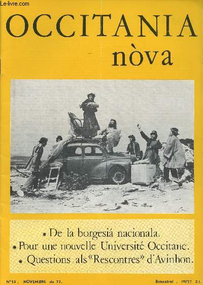 Occitania nova - n13 novembre de 73 - De la borgesia nacionala - Pour une nouvelle universit Occitane - Questions als 
