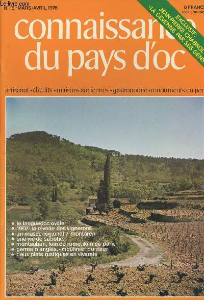 Connaissance du pays d'oc - Artisanat - Circuits - Loisirs - Gastronomie - Monuments et sites - N18 Mars/avril 76 - Exclu : Jean-Pierre Chabrol 