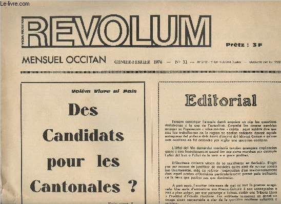 Vida Nostra - Revolum - Mensuel occitan - Genier-febrier 1976 n31 - Des candidats pour les Cantonales ? - Novlas de pertot - Indians de totas las colors - Lo poder e los minoritaris - Enseignement : A propos de la mesure Haby