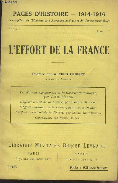 Pages d'Histoire - 1914-1916 N105 L'effort de la France