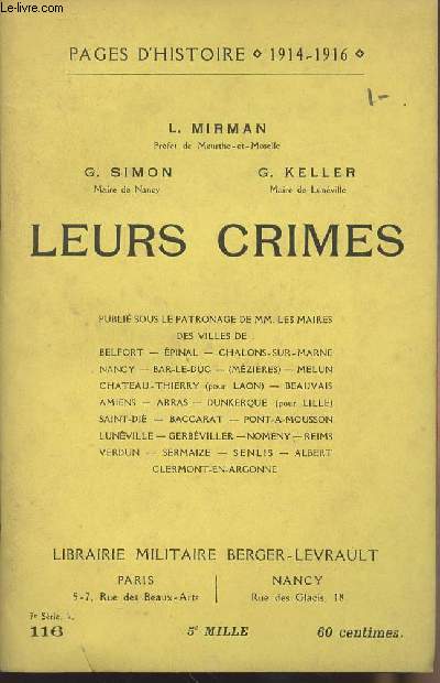Pages d'Histoire - 1914-1916 N116 Leurs crimes